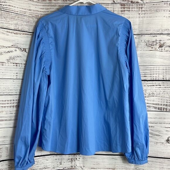 Worthington Top Womens Size XL Blue Puff Long Sleeve Button Up Blouse Cotton New - Picture 5 of 11